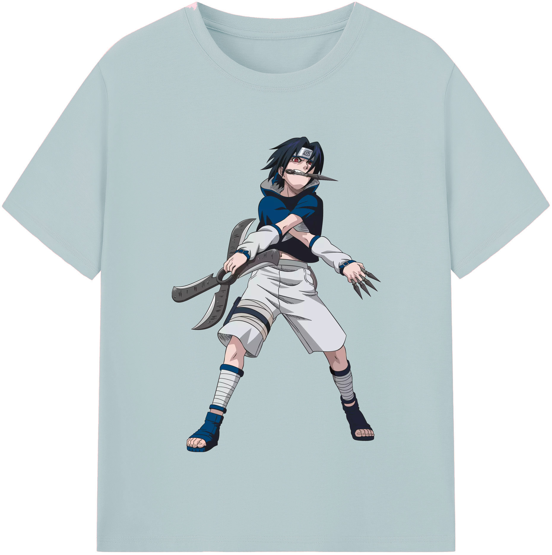 （画像用） NARUTO -ナルト- うちは サスケ Uchiha Sasuke 綿100％半袖Tシャツ（フロントプリント）